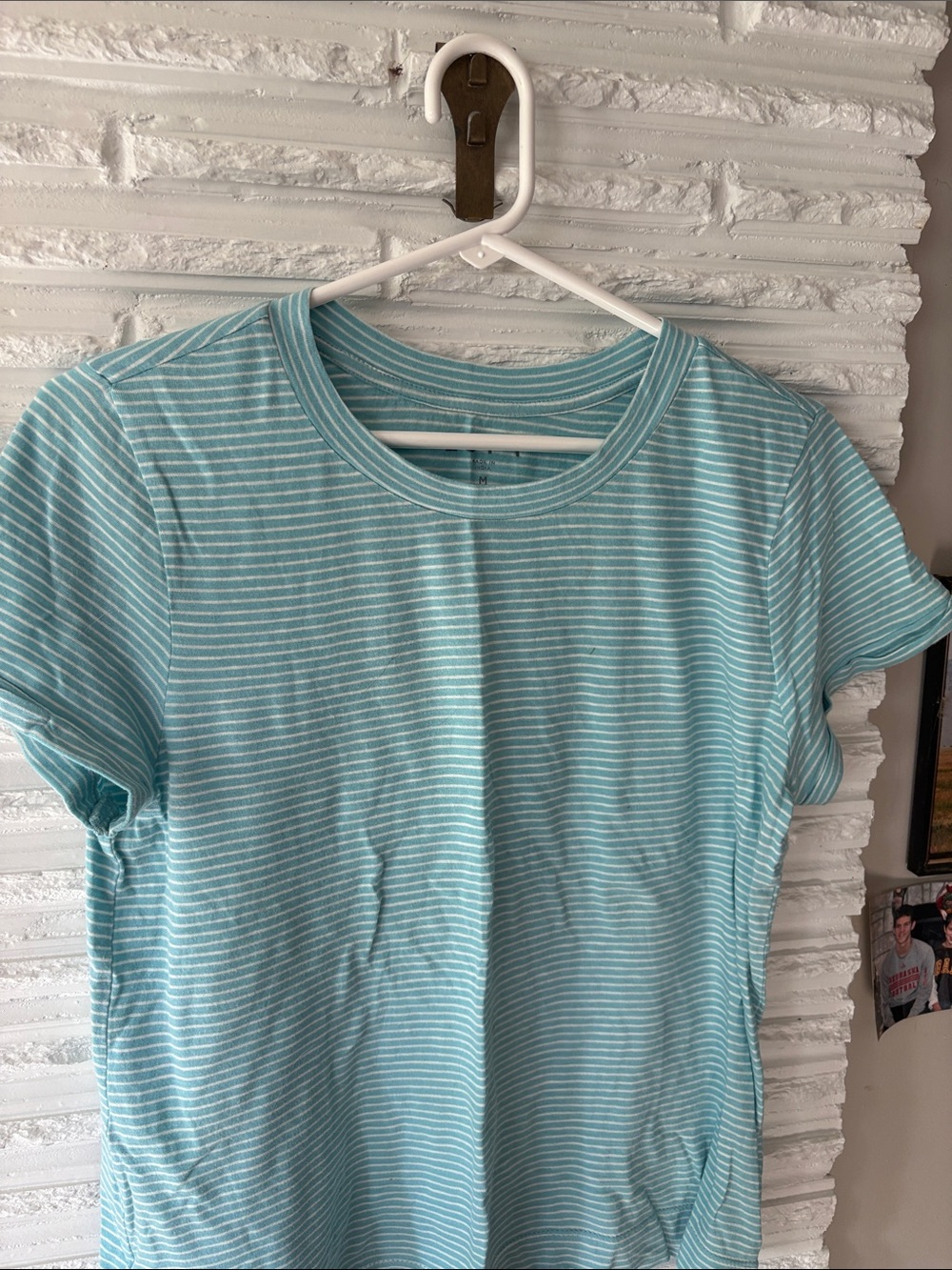 LOFT Light Blue & White Striped Short Sleeve Tee